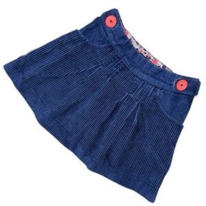 Mini Boden Navy Corduroy Skirt – Red Buttons – 100% Cotton